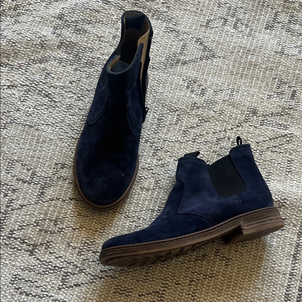 Kids' Navy Suede Chelsea Boots
